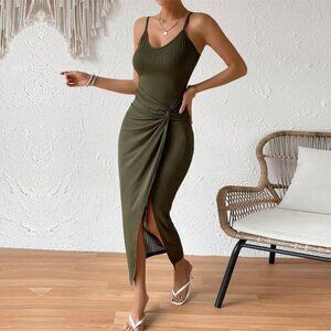 Women's sexy backless suspender dress